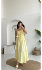 Jessica Gipe Detay Bluz Etek Takım - Sarı - 2025159