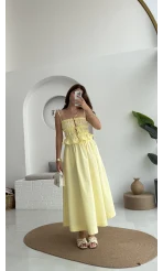 Jessica Gipe Detay Bluz Etek Takım - Sarı - 2025159