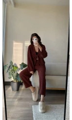 Joey Puffy Kumaş Takım Bordo