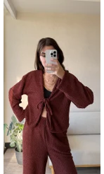 Joey Puffy Kumaş Takım Bordo