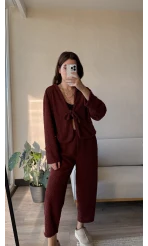 Joey Puffy Kumaş Takım Bordo