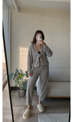 Joey Puffy Kumaş Takım Gri
