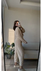 Joey Puffy Kumaş Takım Krem