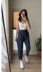 Jogger Modal Lastikli Pantalon - Lacivert