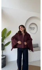 Josie Pelerin Trençkot - Mürdüm - Kod: 7603