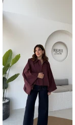 Josie Pelerin Trençkot - Mürdüm - Kod: 7603