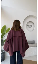 Josie Pelerin Trençkot - Mürdüm - Kod: 7603