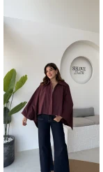 Josie Pelerin Trençkot - Mürdüm - Kod: 7603