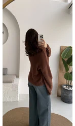 Julietta Bisiklet Yaka Yumoş Kazak - Kahverengi - Kod: 4752