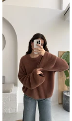 Julietta Bisiklet Yaka Yumoş Kazak - Kahverengi - Kod: 4752