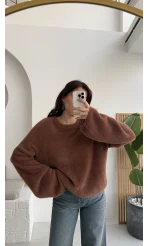 Julietta Bisiklet Yaka Yumoş Kazak - Kahverengi - Kod: 4752