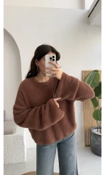 Julietta Bisiklet Yaka Yumoş Kazak - Kahverengi - Kod: 4752