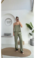 June Askılı Bluz Pantolon Takım - Haki - 51043