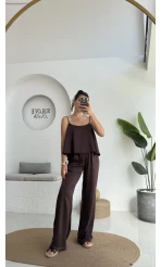June Askılı Bluz Pantolon Takım - Mürdüm - 51043