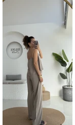 June Askılı Bluz Pantolon Takım - Vizon - 51043