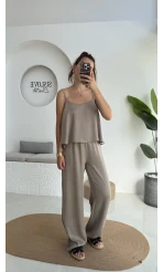 June Askılı Bluz Pantolon Takım - Vizon - 51043