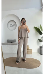 June Askılı Bluz Pantolon Takım - Vizon - 51043