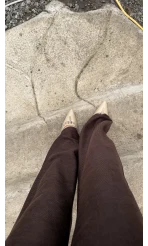 Kadife Cırt Detay Pantolon - Kahverengi - Kod: 3997