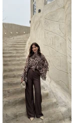 Kadife Cırt Detay Pantolon - Kahverengi - Kod: 3997