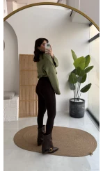 Kahverengi Düğmeli Tayt - Kod: 251165