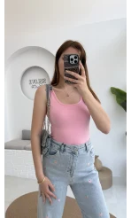 Kalın Askılı Oys Pembe T-Shirt
