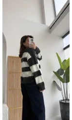 Kalın Çizgili Kazak - Antrasit