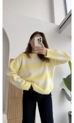 Kalın Çizgili Kazak - Sarı