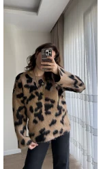 Kalın Kahverengi Leopar Kazak
