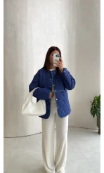 Kapitoneli Çıtçıtlı Mont - Sax Mavisi - Kod: 7855