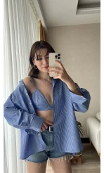 Kareli Gömlek&Bra Takım