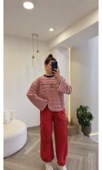 Kargo Cep Pantolon - Kırmızı - Kod: 581163