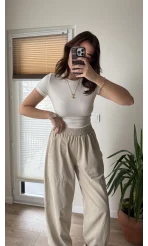 Kargo Gabardin Pantolon Krem