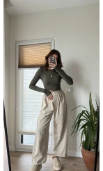 Kargo Gabardin Pantolon Krem