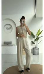 Karina Çizgili Yelek Pantolon Takım - 7212