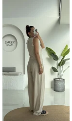 Karina Çizgili Yelek Pantolon Takım - 7212