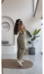 Karolina Boyundan Geçmeli Crop - Sarı