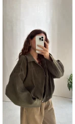 Katharina Kadife Bomber Ceket - Haki - Kod: 2110