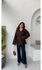 Katy Bağlamalı Trenç - Acı Kahve - Kod: 7651