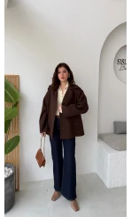 Katy Bağlamalı Trenç - Acı Kahve - Kod: 7651