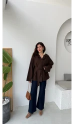 Katy Bağlamalı Trenç - Acı Kahve - Kod: 7651