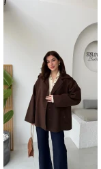 Katy Bağlamalı Trenç - Acı Kahve - Kod: 7651