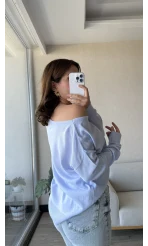 Kayık Yaka Bebe Mavisi Triko