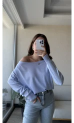 Kayık Yaka Bebe Mavisi Triko