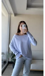 Kayık Yaka Bebe Mavisi Triko