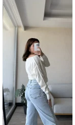 Kayık Yaka Beyaz Triko