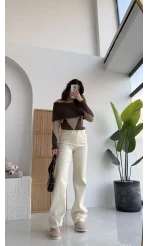 Kayık Yaka Kazak - Kahverengi - KOD:9077