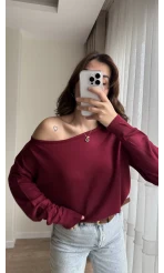 Kayık Yaka Bordo Triko