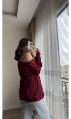 Kayık Yaka Bordo Triko