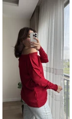 Kayık Yaka Kırmızı Triko