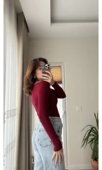 Kayık Yaka Oys Body Bordo